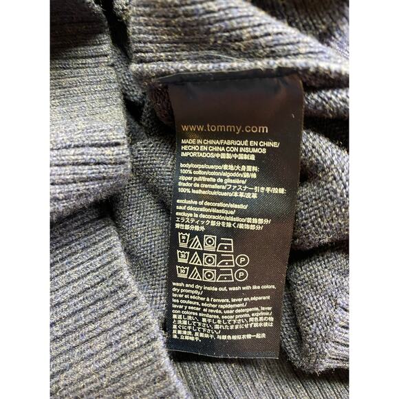 Tommy Hilfiger Men's L 2/2 Zip Pullover Sweater Navy Blue 100% Cotton Basic New - Picture 6 of 6